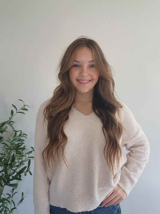 Cozy Cloud V-Neck Sweater Vanilla