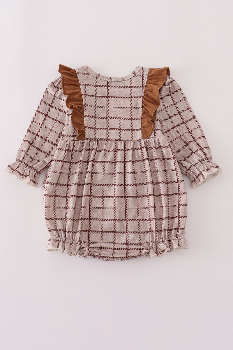 Brown Plaid Ruffle Bubble (Sizes 3M-12M)