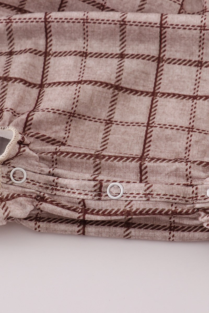 Brown Plaid Ruffle Bubble (Sizes 3M-12M)