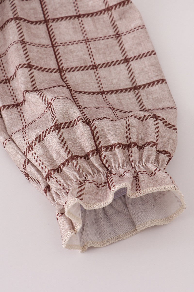Brown Plaid Ruffle Bubble (Sizes 3M-12M)