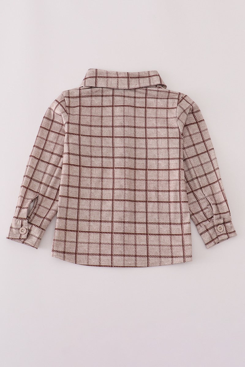 Brown Plaid Button Down Shirt (Sizes 12M-6)