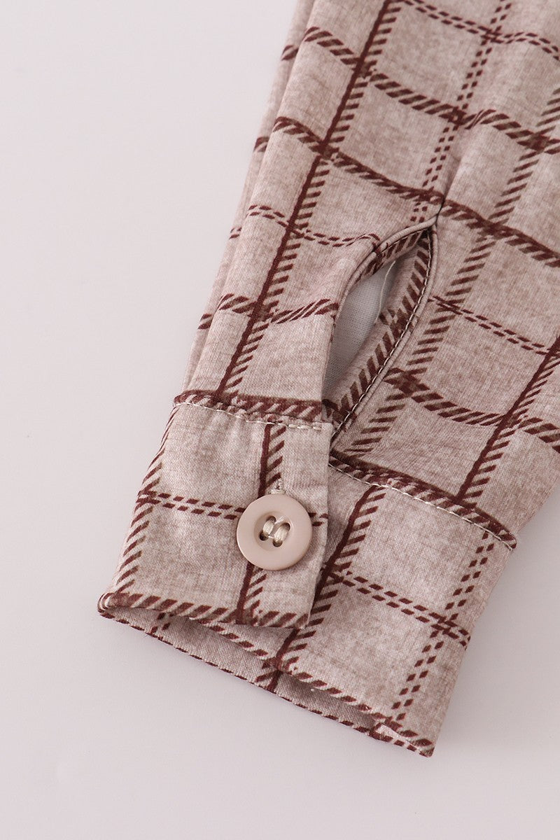 Brown Plaid Button Down Shirt (Sizes 12M-6)