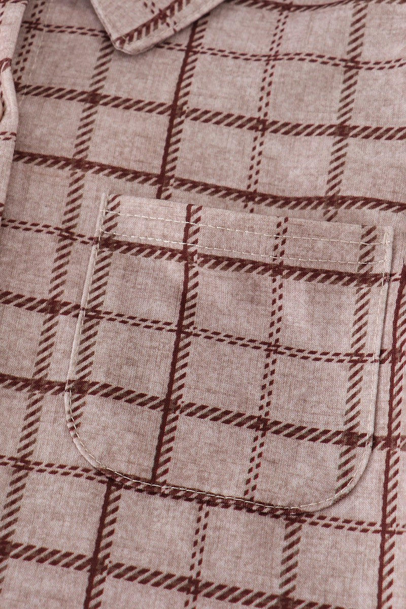 Brown Plaid Button Down Shirt (Sizes 12M-6)