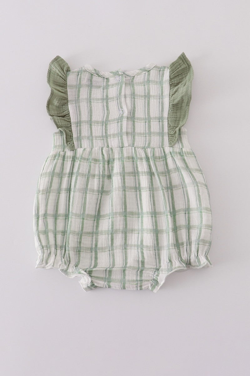 Premium Sage Ruffle Plaid Bubble (Sizes 3M-12M)