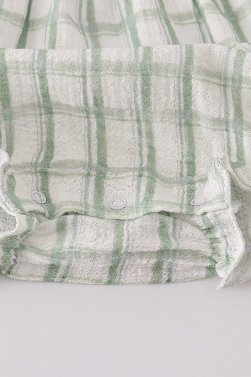 Premium Sage Ruffle Plaid Bubble (Sizes 3M-12M)