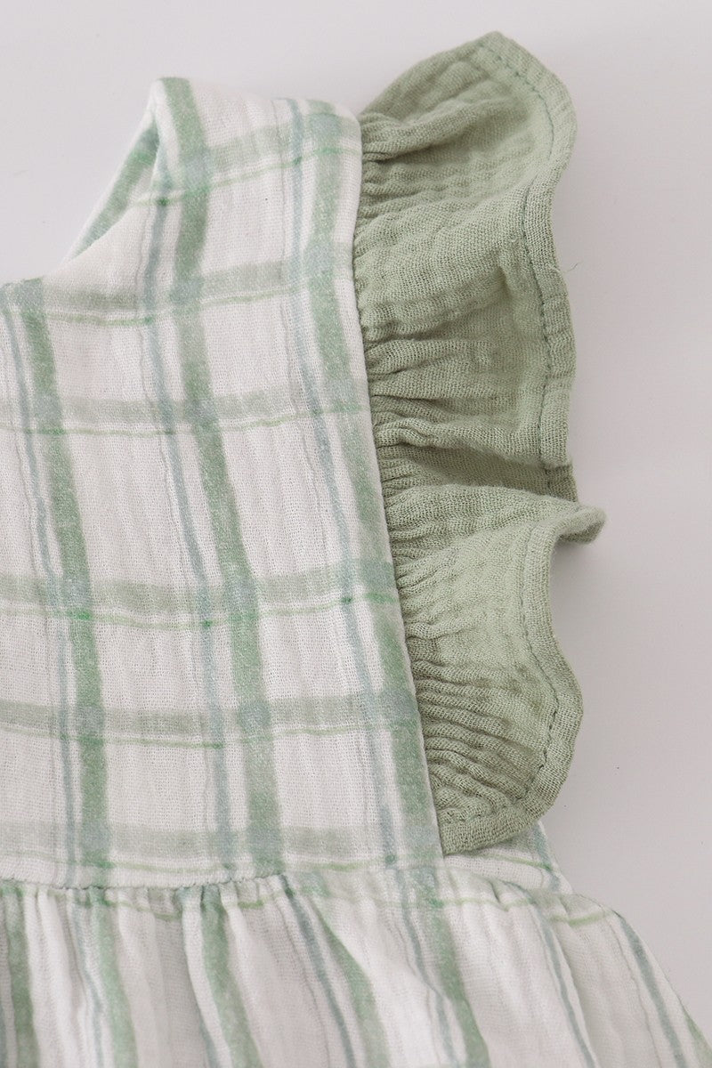 Premium Sage Ruffle Plaid Dress (Sizes 2-6)