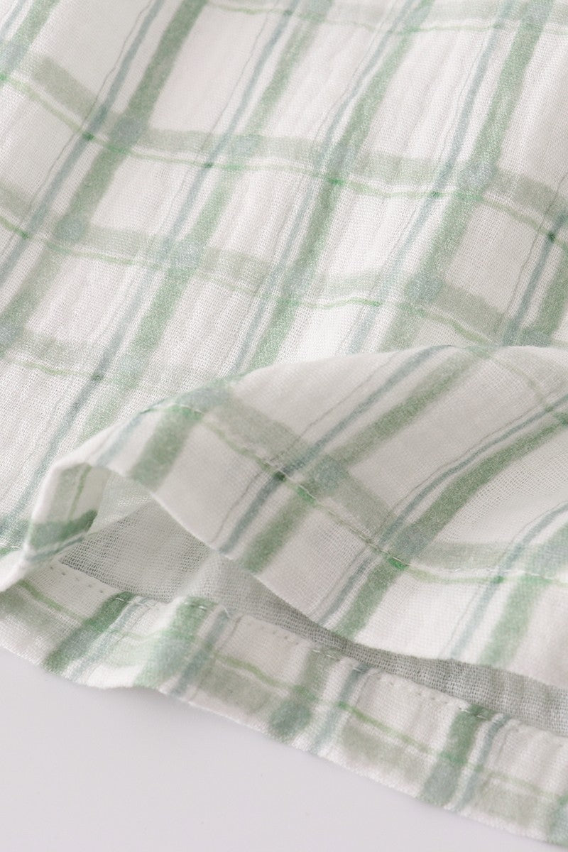 Premium Sage Ruffle Plaid Dress (Sizes 2-6)