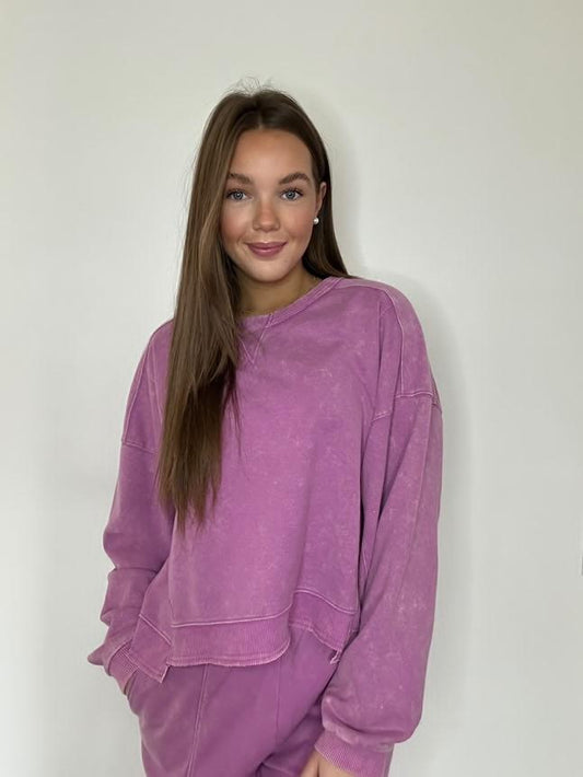 Washed Comfy Knit Top & Pants Set
