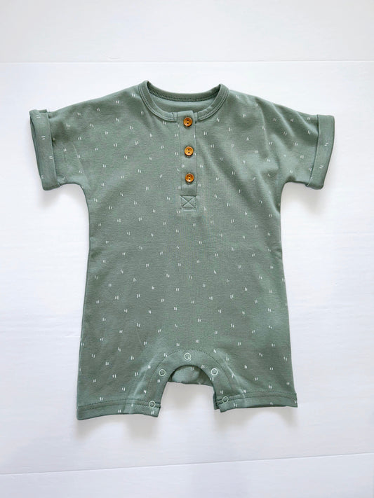 Green Short Sleeve Romper