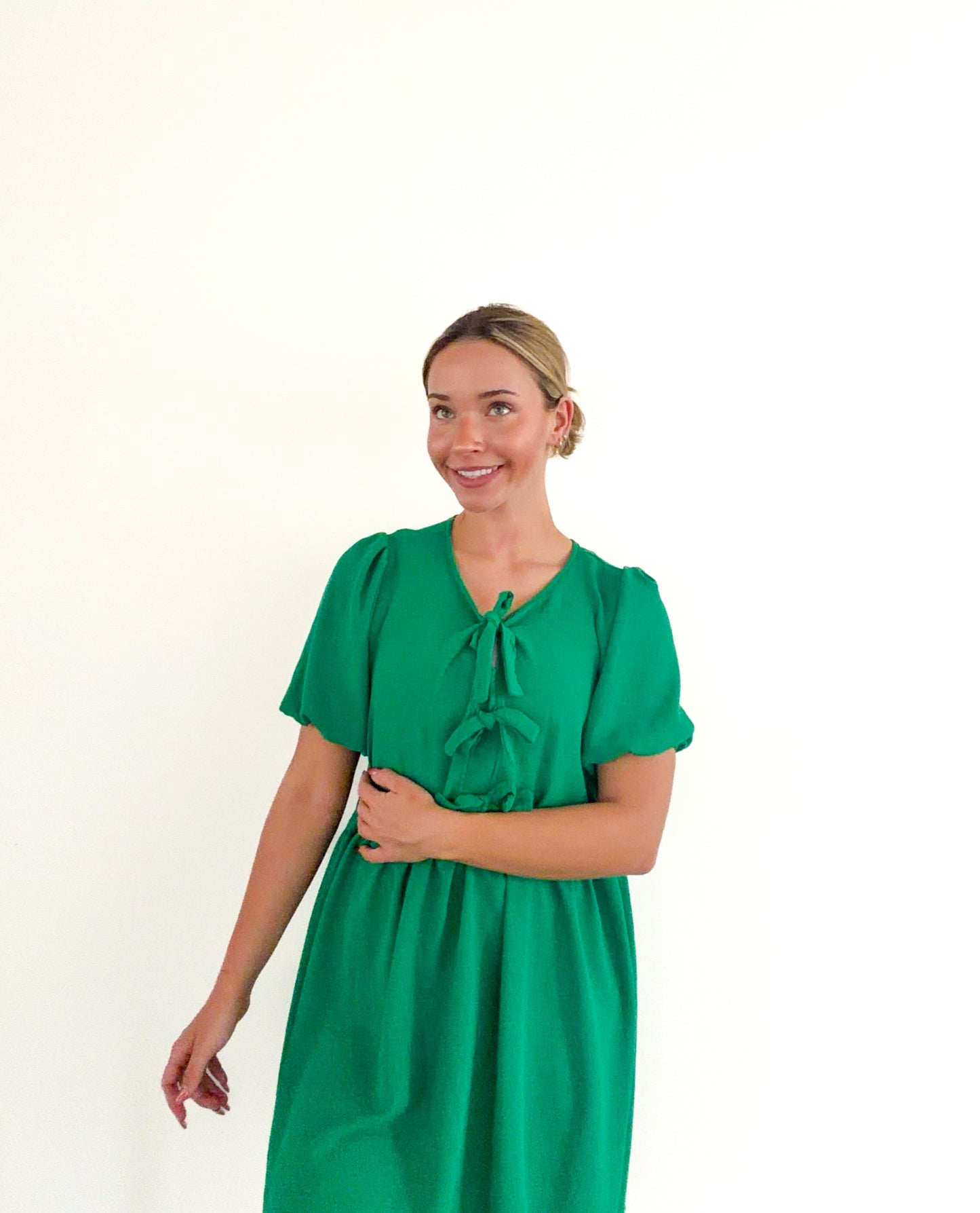 Kelly Green Simple And Plain Mini Dress