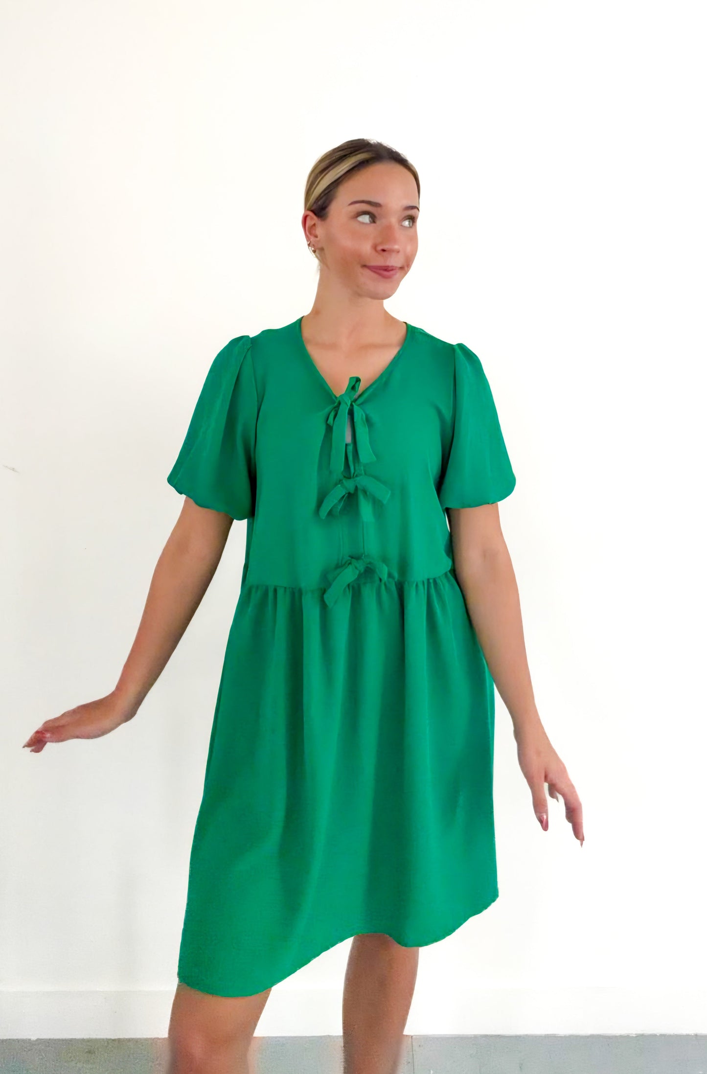 Kelly Green Simple And Plain Mini Dress
