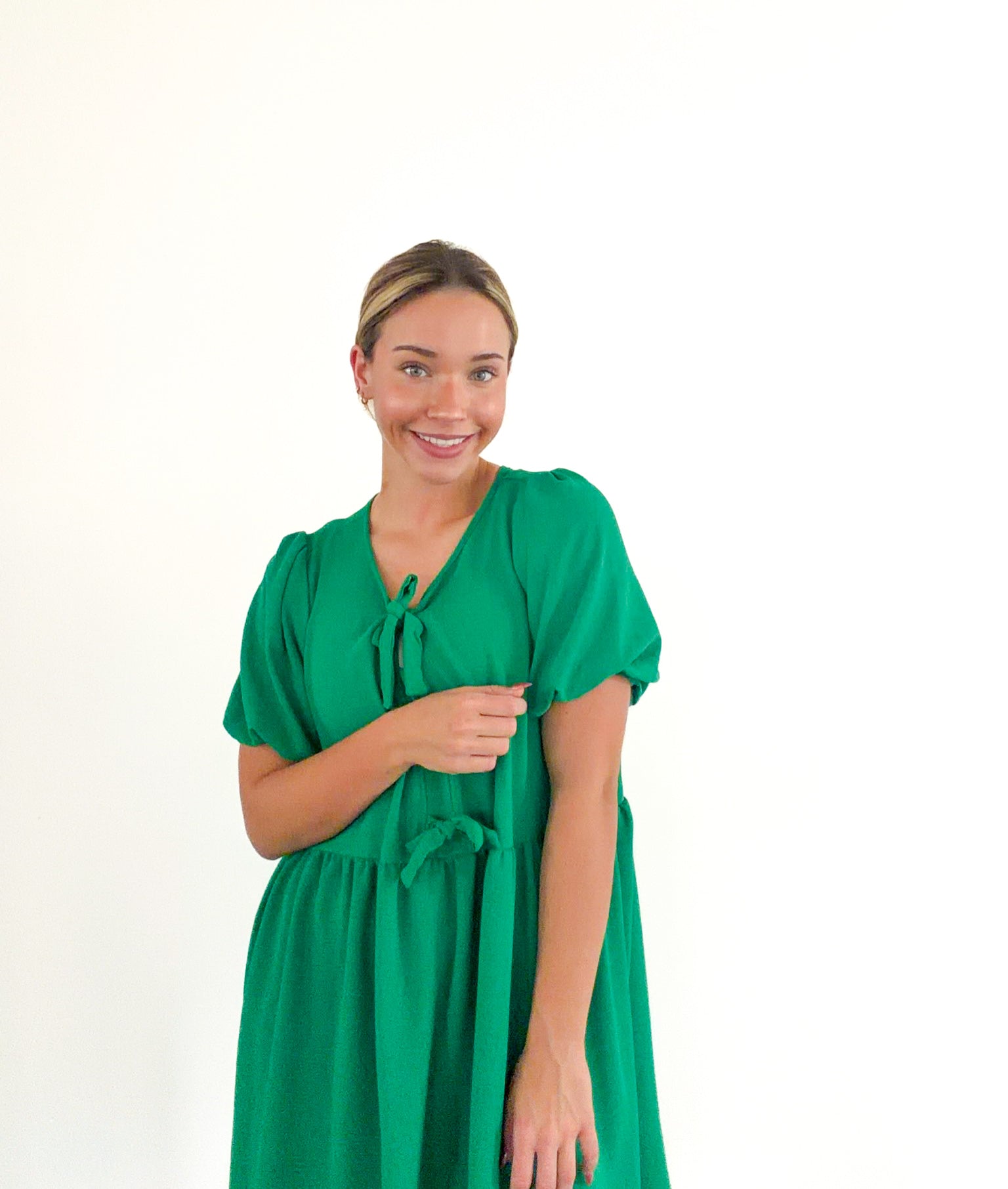 women kelly green dress Kelly Green 100% Cotton Midi Dress - All Dresses