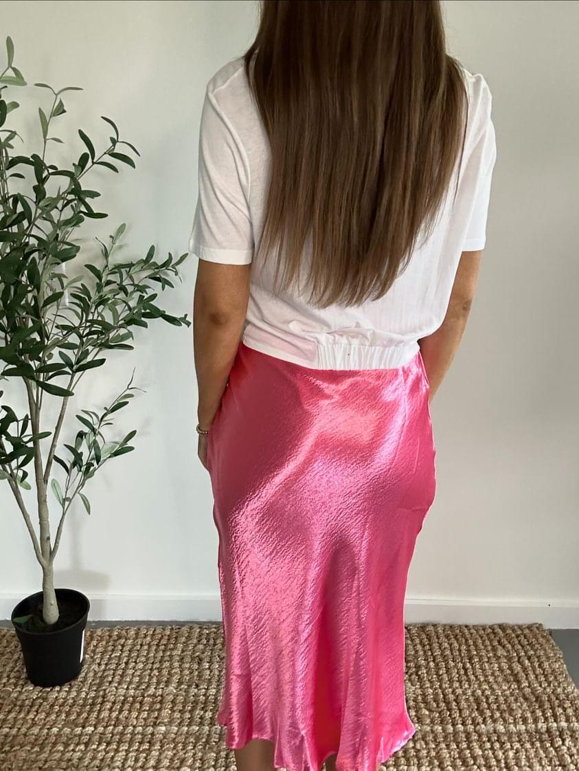 Flowy Satin Skirt with Side Slit Detail