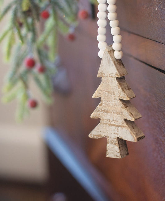 Distressed Wooden Tree Ornament