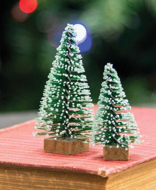 Mini Frosty Bottle Brush Trees, 12/Set