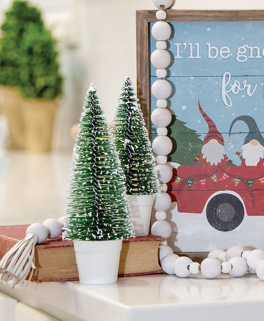 Potted Snowy Bottle Brush Tree, 7"