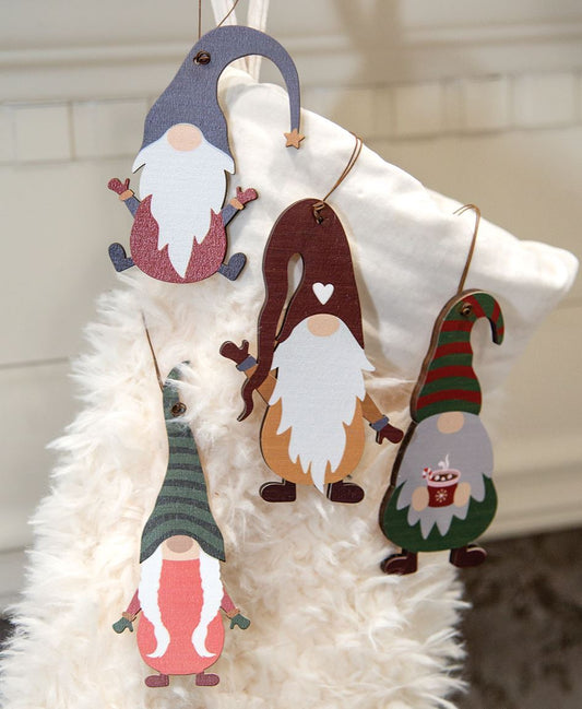 Wooden Winter Gnome Ornaments