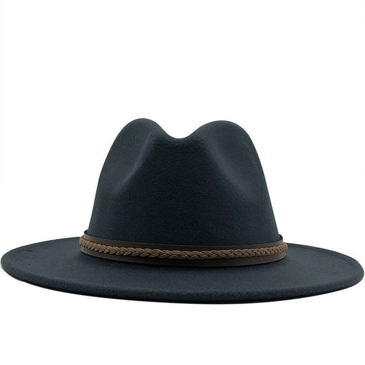 Dark Grey Leatherette Panama Hat