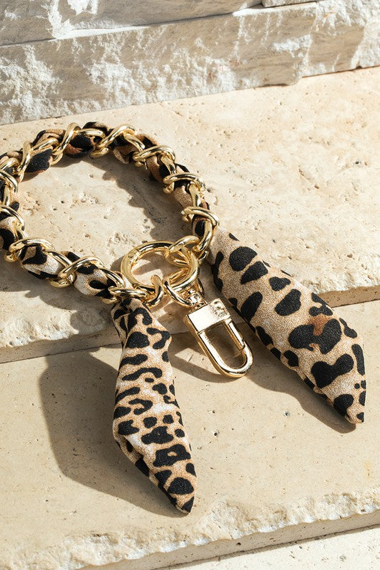 Leopard Print Scarf and Bracelet Key Chain
