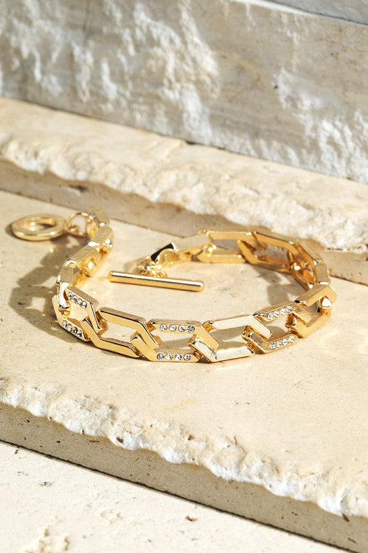 Gold Link Chain Toggle Bracelet