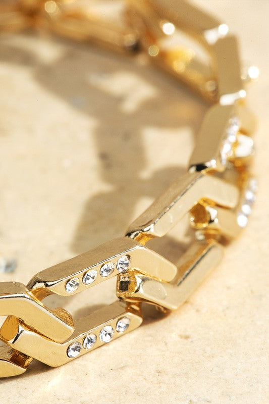 Gold Link Chain Toggle Bracelet