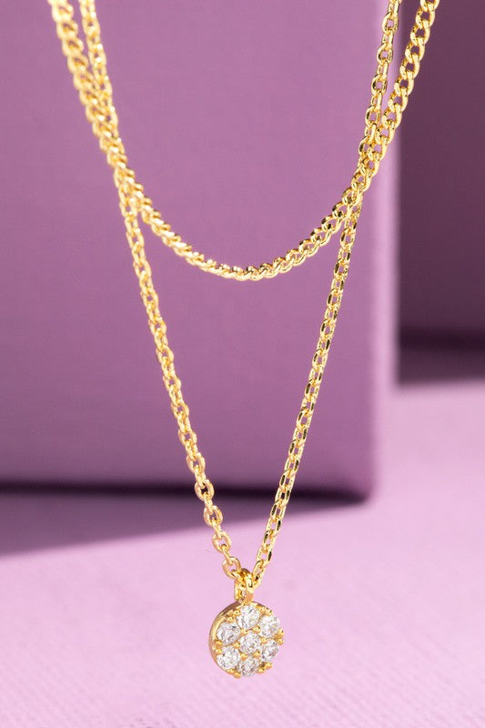 Brass and Cubic Zirconia Circle Necklace