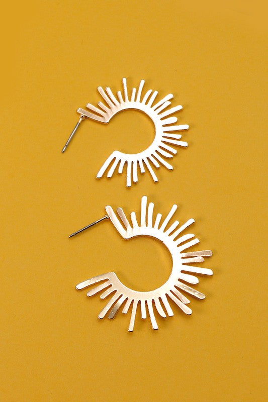 Gold Sunburst Hoops