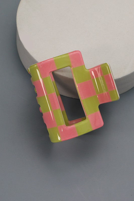 Square Checker Hair Claw Clips