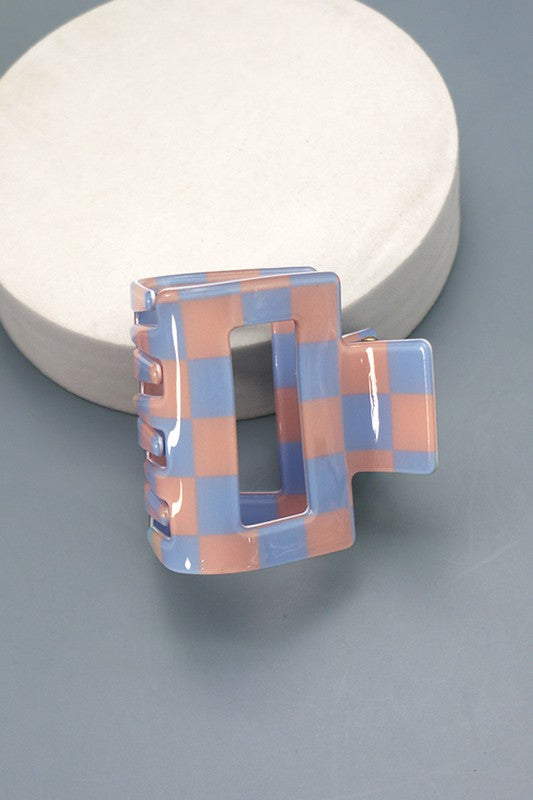 Square Checker Hair Claw Clips