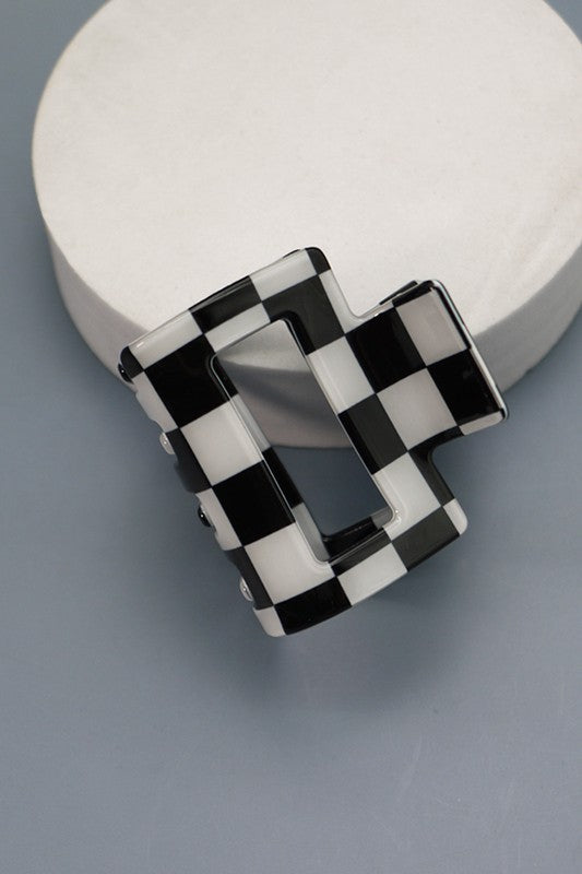 Square Checker Hair Claw Clips