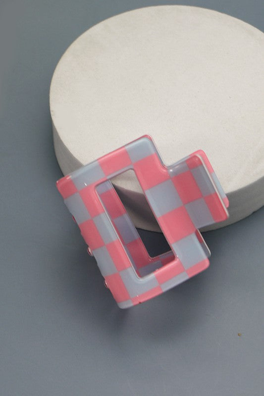 Square Checker Hair Claw Clips