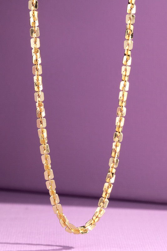 Brass Square Link Chain Necklace