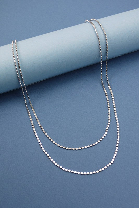Silver Flat Chain Layered Necklace