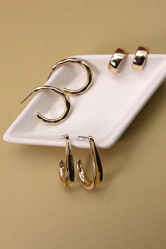 Gold Trio Hoop Earring Set
