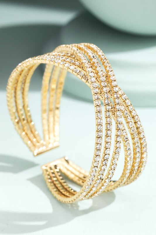Brass Pave Crystal Chain Bracelet
