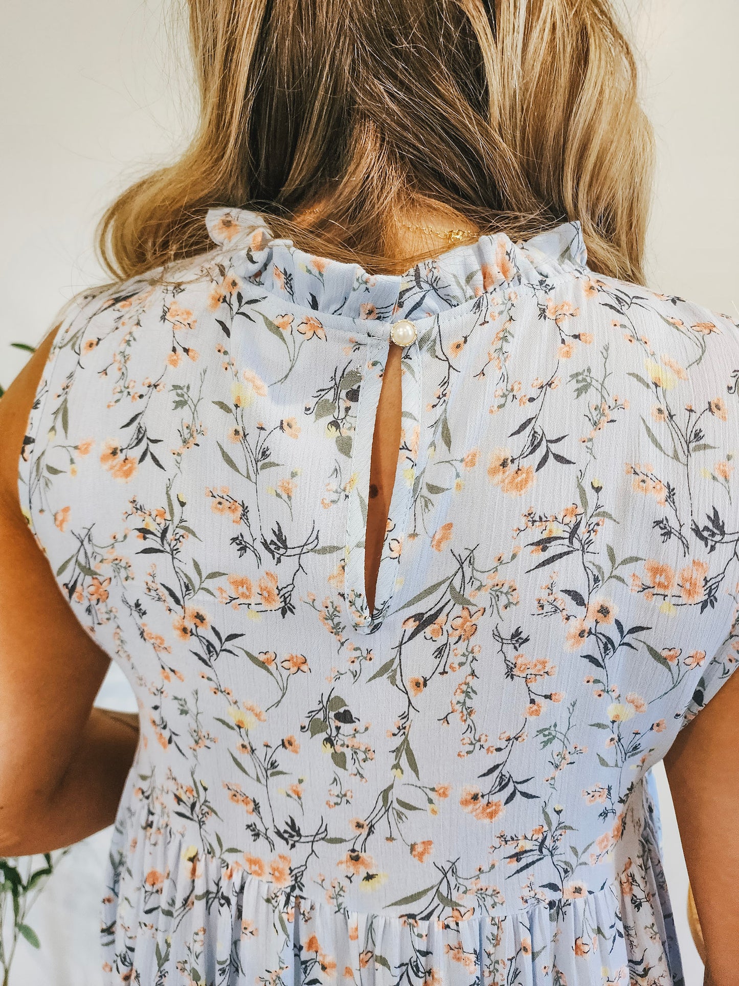 Baby Blue Floral Babydoll Blouse