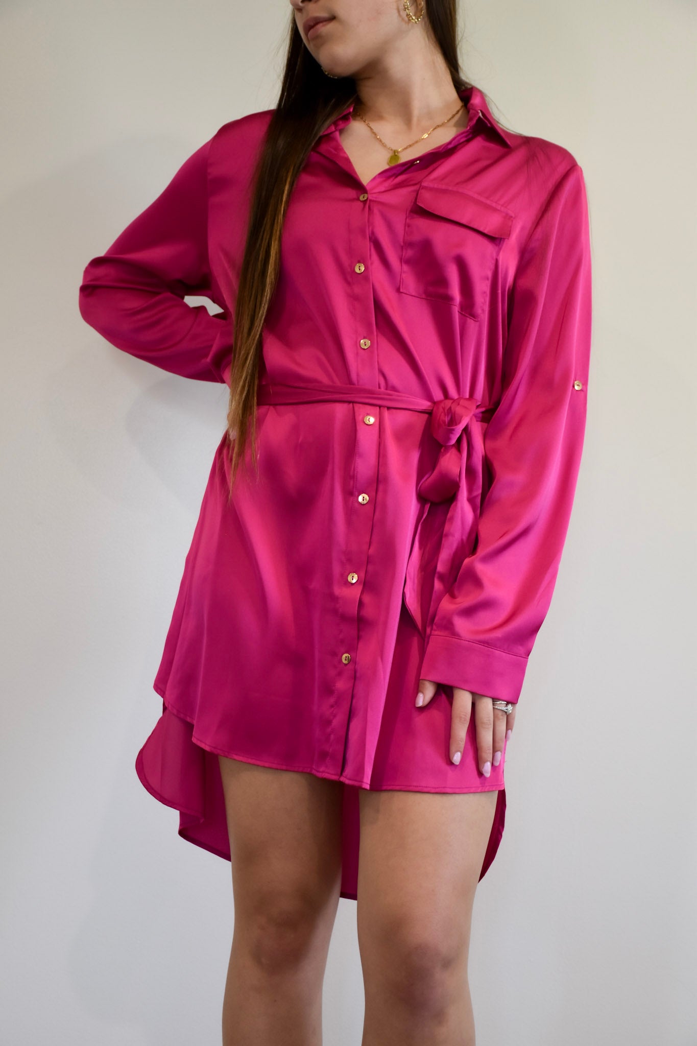 Kory Fuchsia Satin Dress