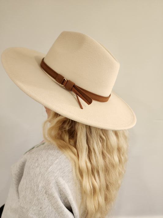 Cream Wide Brim Panama Hat