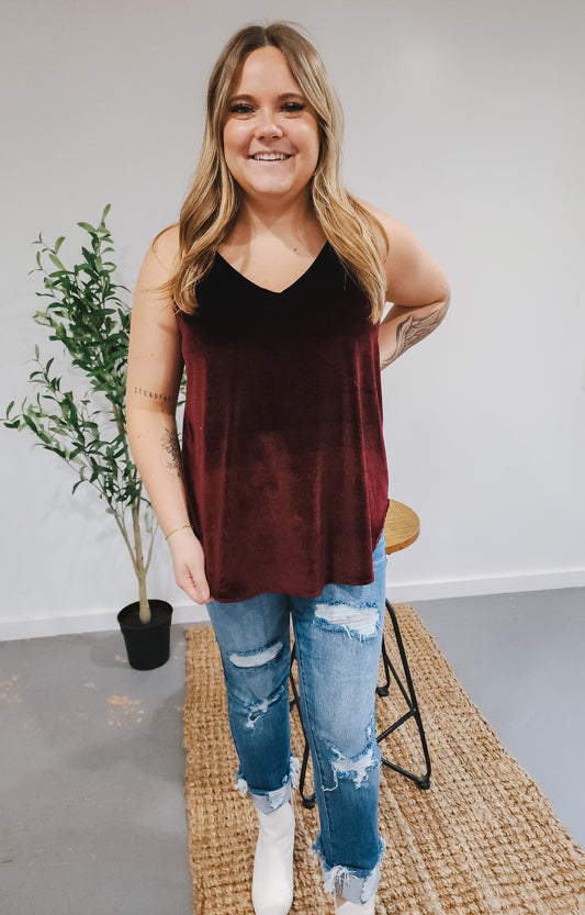 Burgundy Velvet Tank