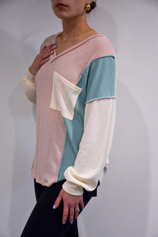 Spring Color Block Knit Top