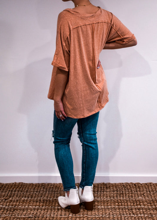 Papaya Solid Oversized Top