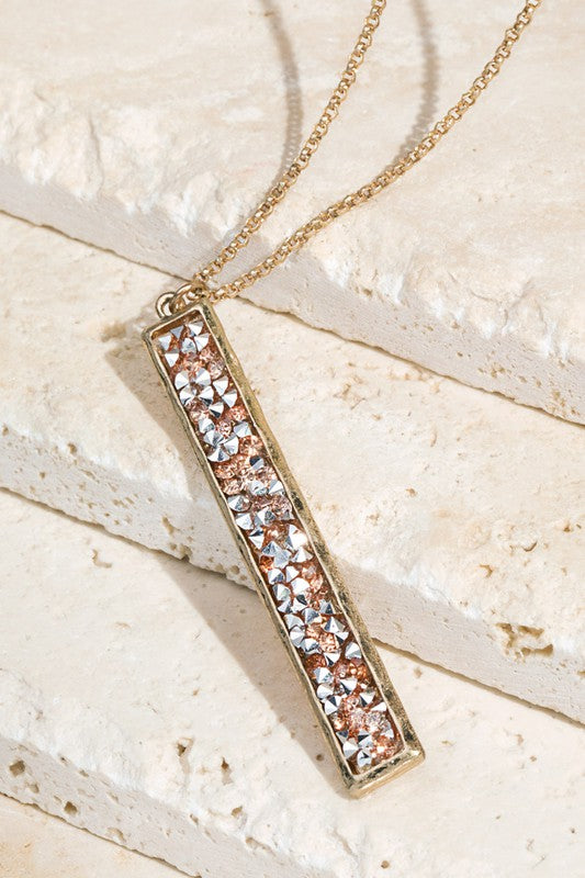 Glitter Stone Bar Pendant Necklace