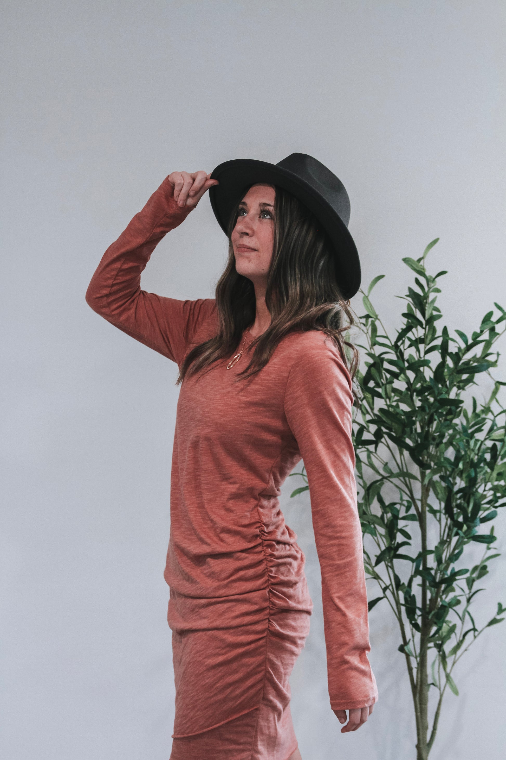 ruched long sleeve dress leith Leith Bodycon Ruched Side Charcoal Gray Dress Long Sleeves Size M