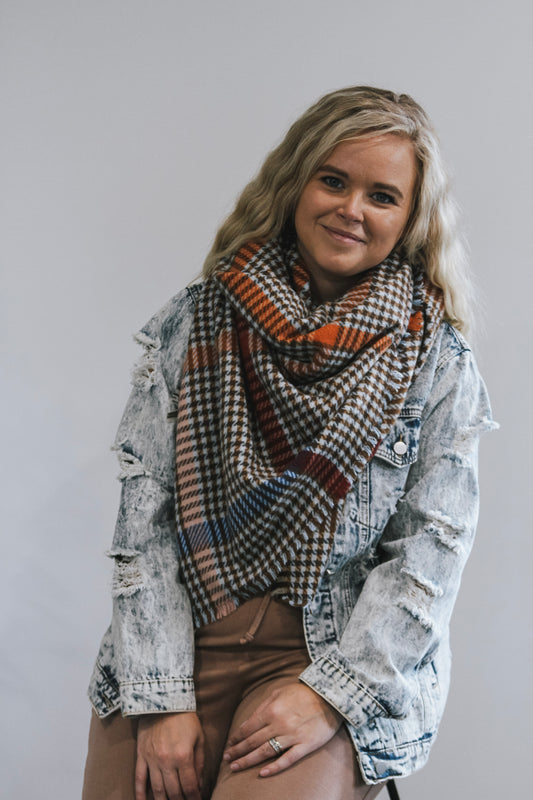 Windowpane Plaid Square Scarf