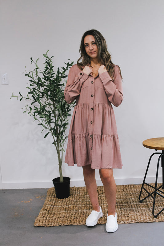 Blush Button Down Dress