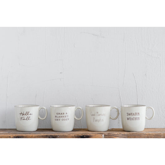 Stoneware Mug with Fall Phrase