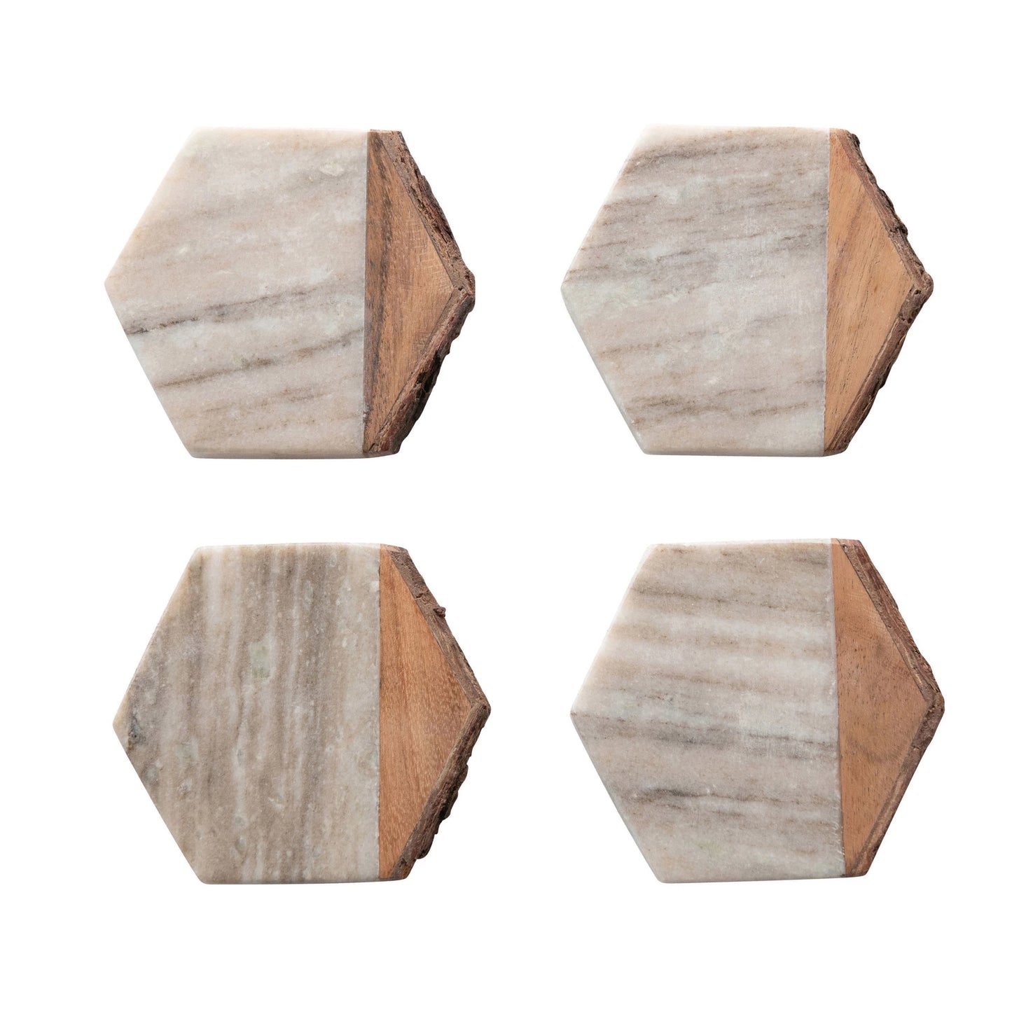 Hexagon Coasters with Live Edge, Set of 4