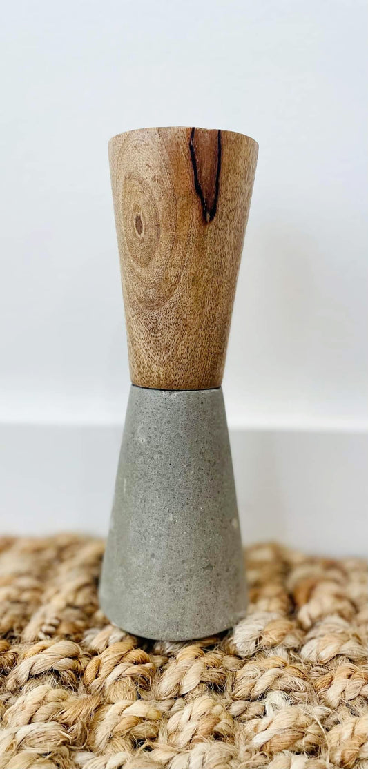 LG Cement & Wood Candle Holder